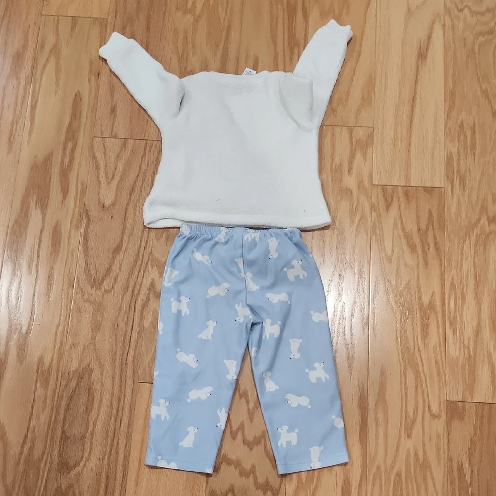 Carter's Cozy White and Blue Poodle Design Pajama Set